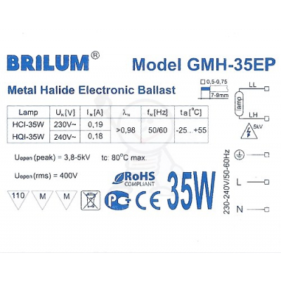 Stat. 35W 0,18A STH Brilum GMH-35EP IP40