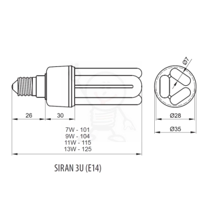 7W E14 3U 840 Brilum Siran