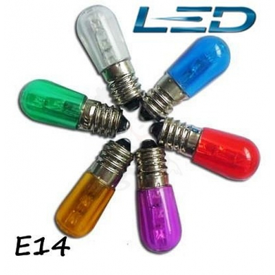 E14 - fioletowa 12V /14V LED 0.25W Fi.16x45 DC/AC